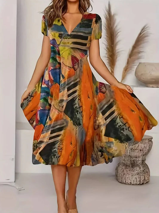 Adaline - Sommerliches Boho Kleid mit V-Ausschnitt