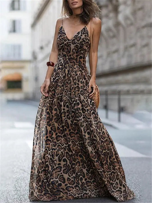 Audrey - Leopardenmuster-Kleid mit V-Ausschnitt