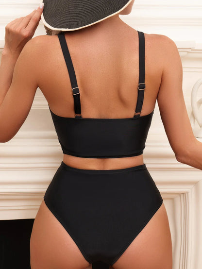 Ximena - Schwarzes Bikini-Set mit V-Ausschnitt