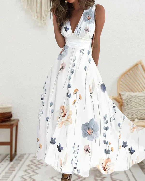 YARA - Stilvolles weißes Blumenkleid
