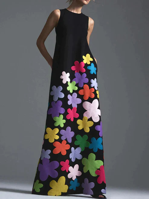 Jenny - Elegantes Blumenkleid mit rundem Ausschnitt