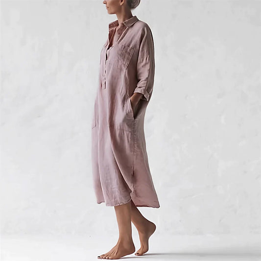 Amarah - Stilvolles Kleid aus rosa Leinen